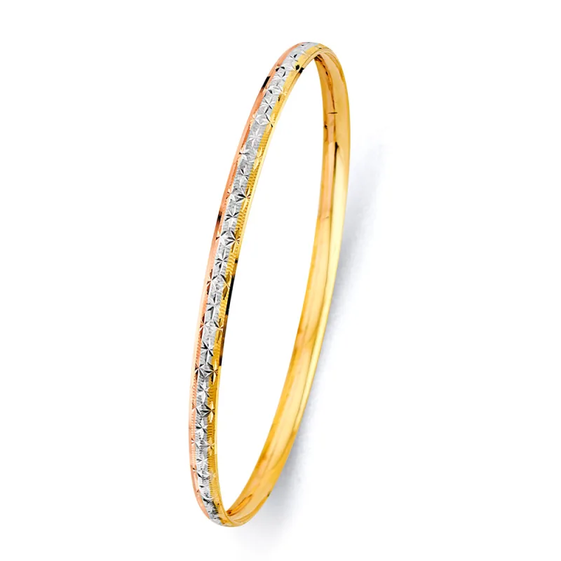 14K 3C 3.7mm Conc Half Dome Solid Bangle