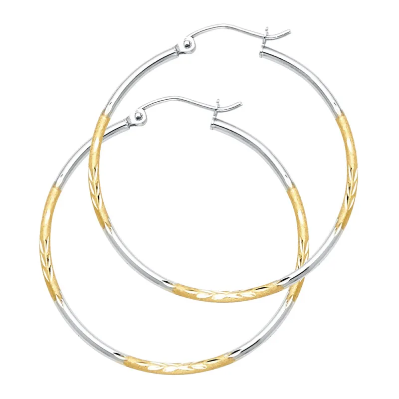 14K 2T BUD DC HOOP EARRING