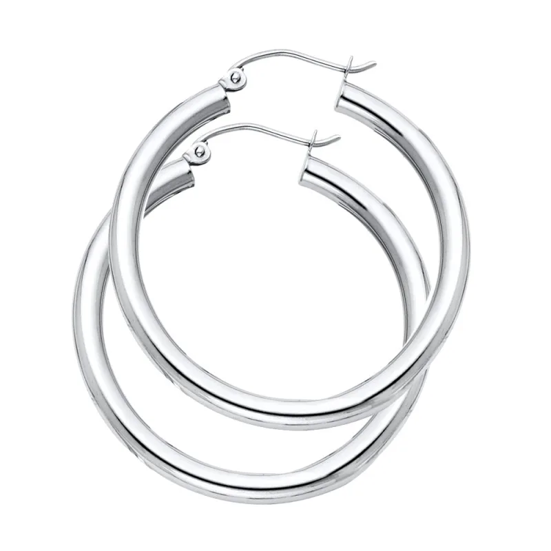 14KW 3MM PLAIN HOOP EARRING