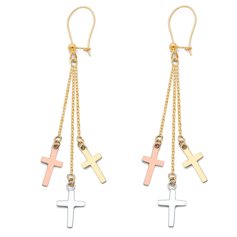 14K 3C 3CROSSES HANGING EAR
