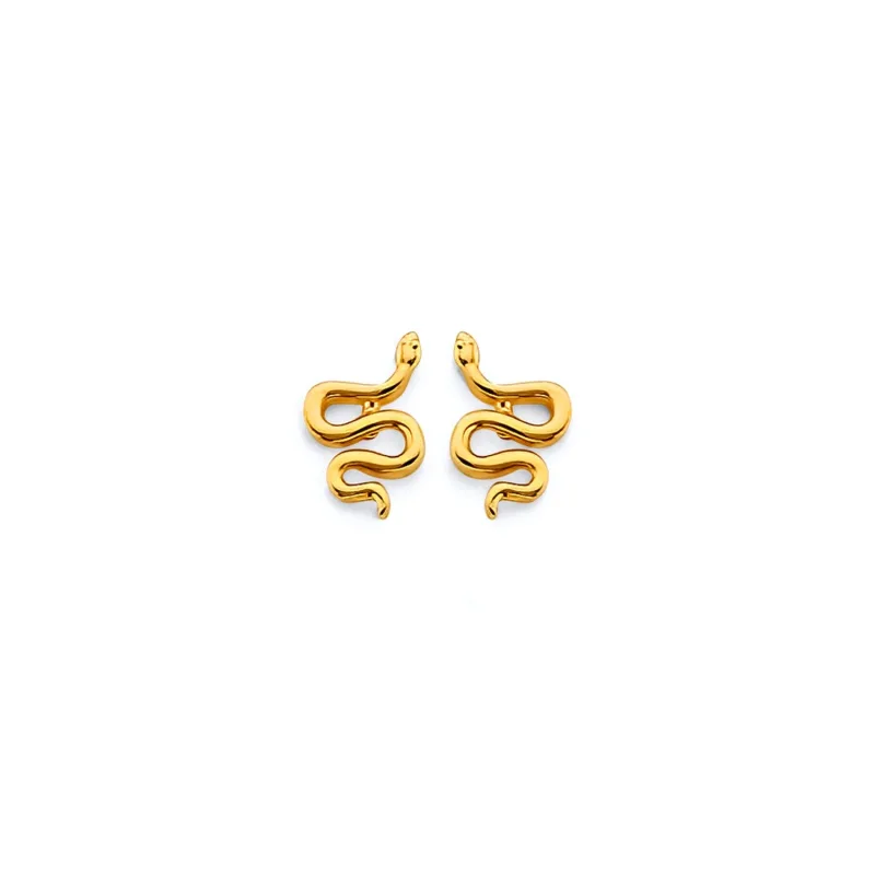 14KY CZ Snake Push Back Earring