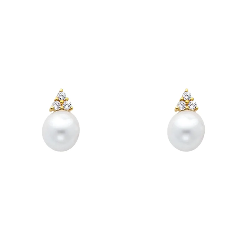 14KY CZ PEARL EARRINGS (ER438)
