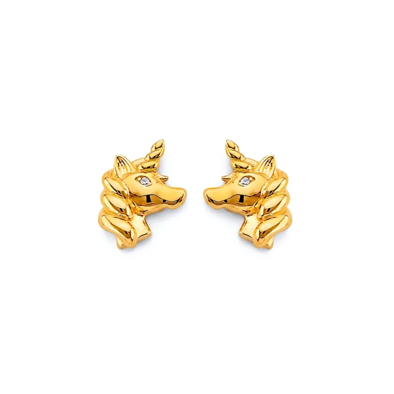 14KY Unicorn Push Back Earring