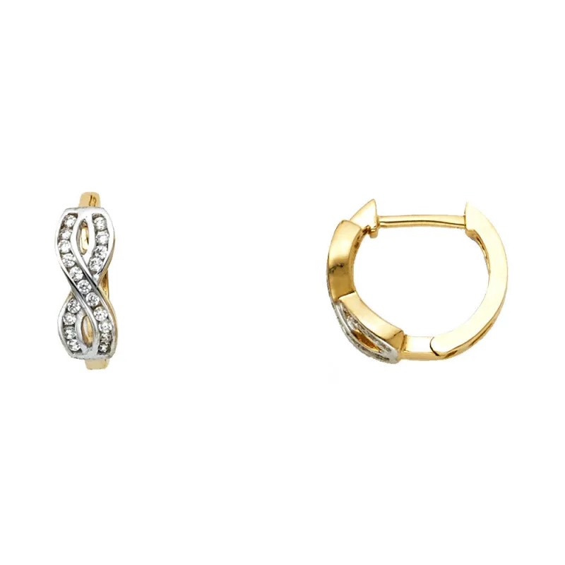 14K 2T CZ HUGGIES EARRING