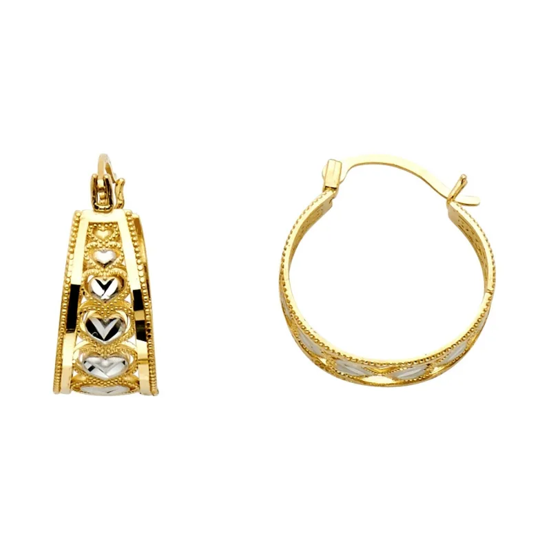 14K 2T HEART HOOP EARRING