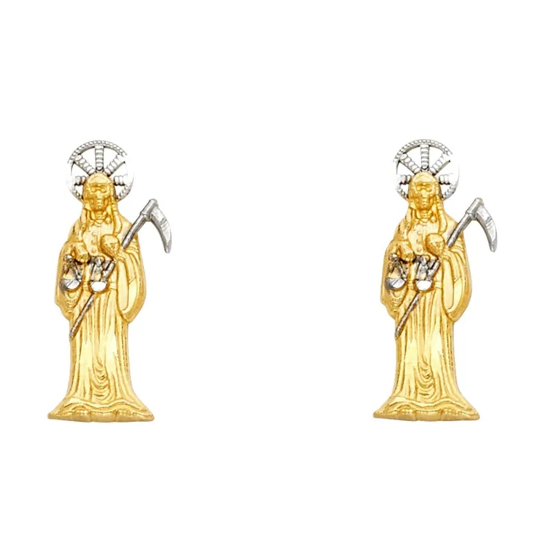 14K 2T SANTA MUERTE POST EAR