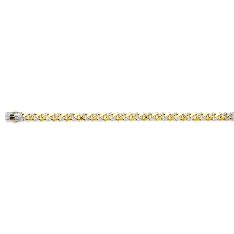 14K 2T 8.0mm Monaco Curb w/CZ Link