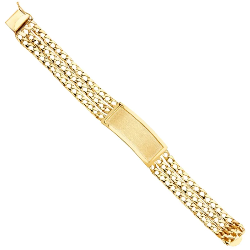 14KY 3L LIT CUBAN LINK F-ID BRACE