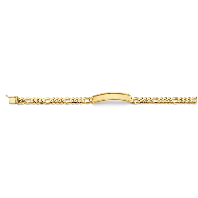14KY Figaro Link Frame ID Bracelet