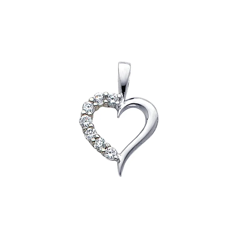 14KW CZ HEART PENDANT (PT689W)