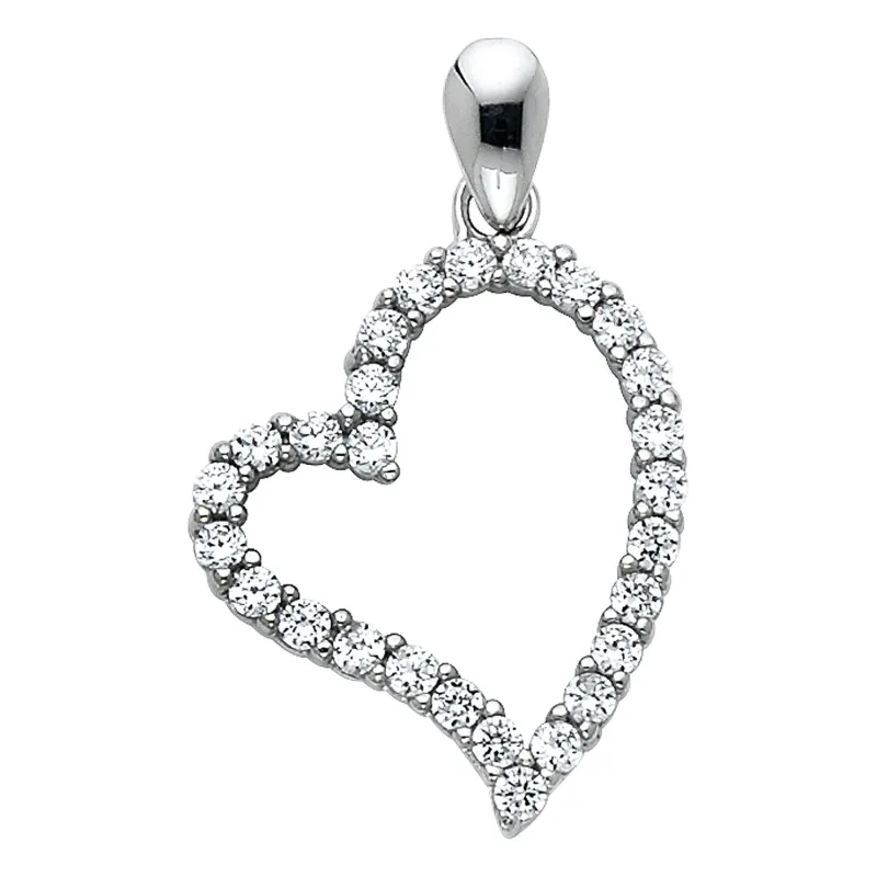 14KW CZ HEART PENDANT (PT569)