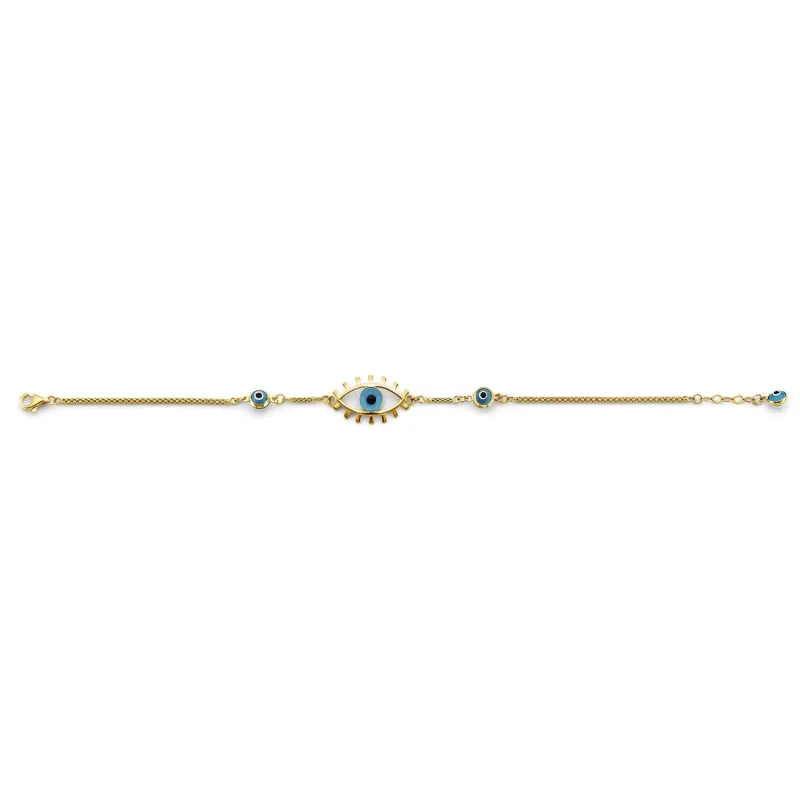 14KY Evil Eye Center Bracelet