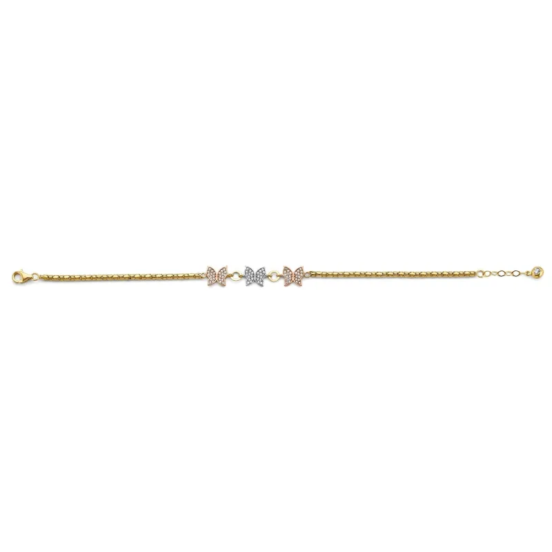 14K 3C CZ Butterfly Bracelet