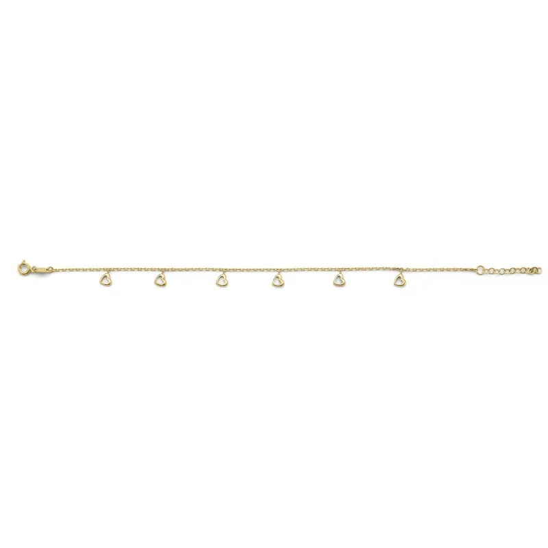 14KY Heart Charm Light Anklet (9+1)