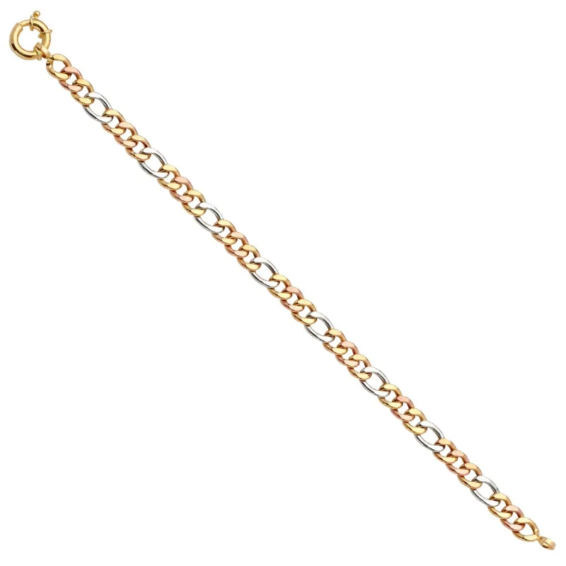 14K 3Color Fancy Hollow Figaro Bracelet
