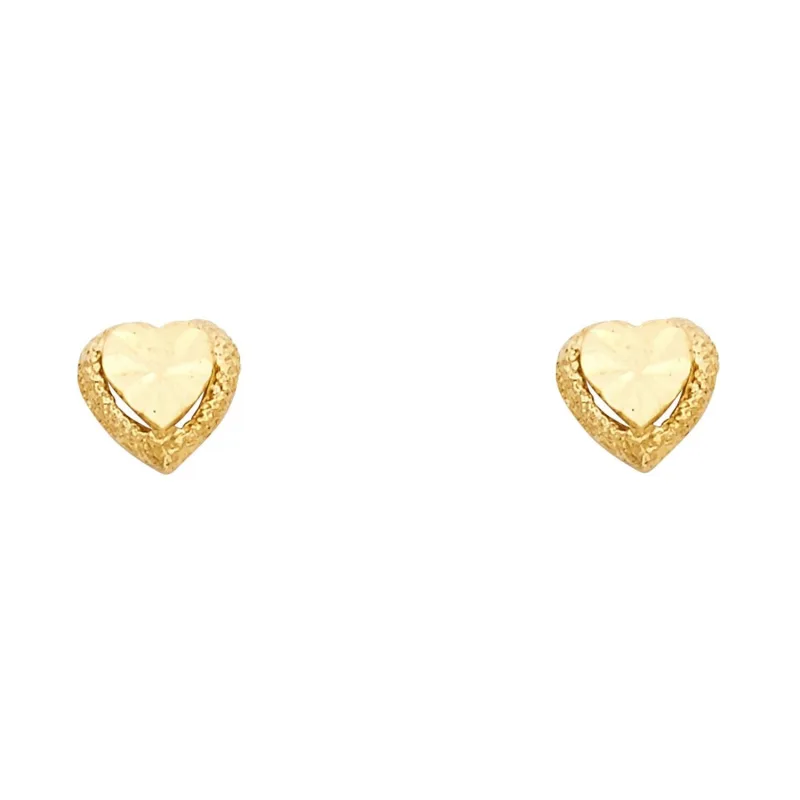 14KY SM HEART POST EAR