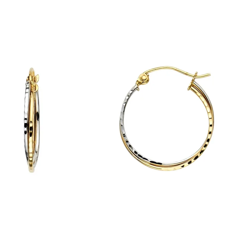 14K 2T DC 2LINE HOL HOOP EAR (18MM)
