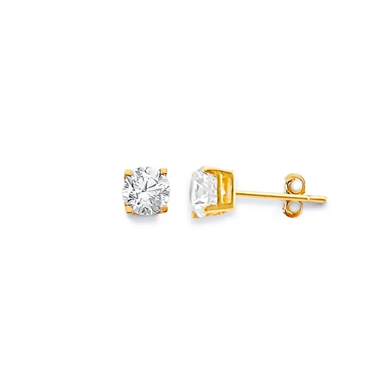 14KY Fancy Sq Basket 5mm Stud Earring