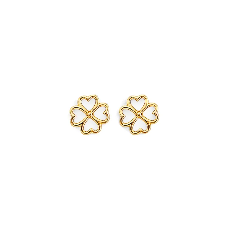 14KY Clover Push Back Earring