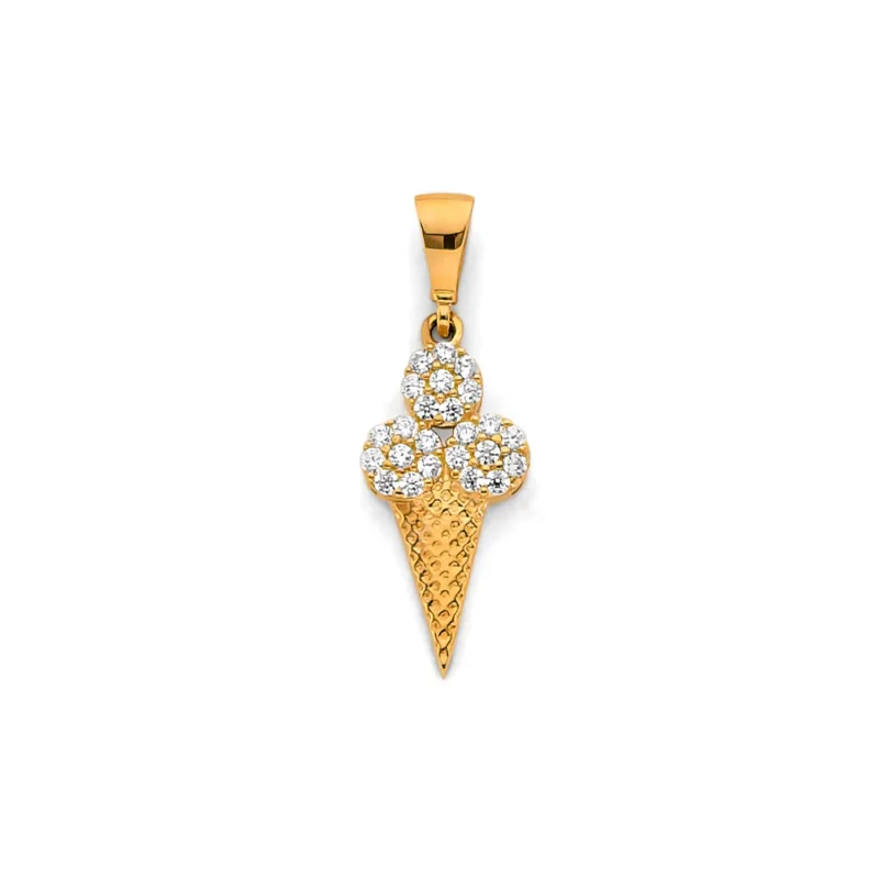 14KY CZ Ice Cream Pendant