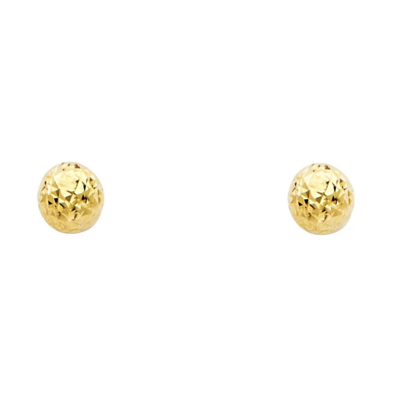 14KY CRYSTAL CUT FULL BALL EAR (6MM)