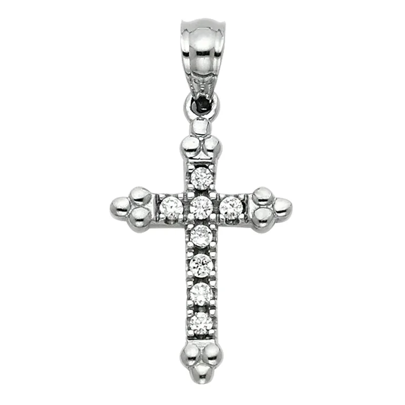14KW CZ CROSS PENDANT