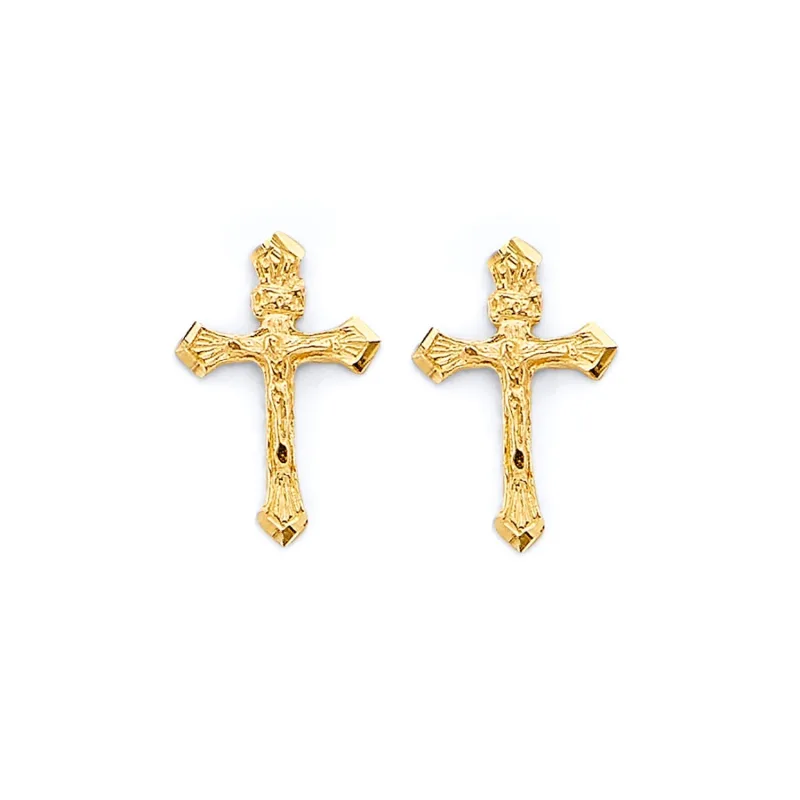 14KY Crucifix Push Back Earring