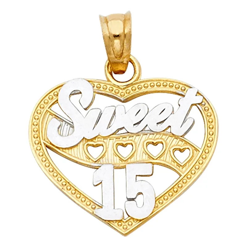 14K 2T 15 YEARS HEART PENDANT (PT362)