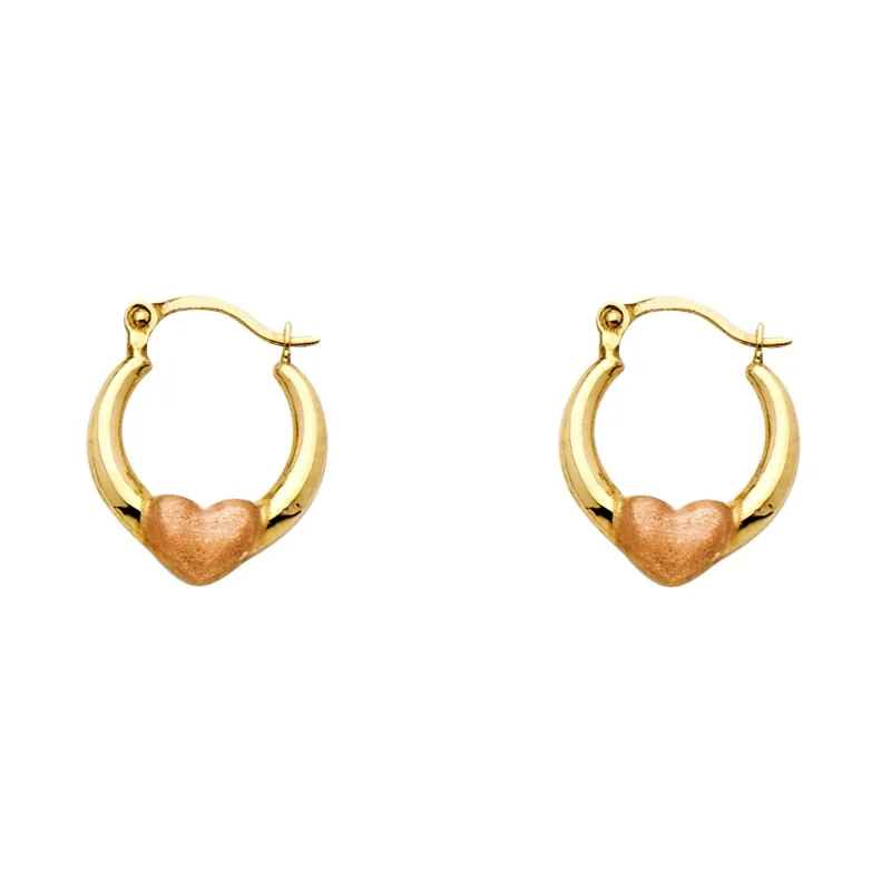 14K 2C HEART HOOP EARRING