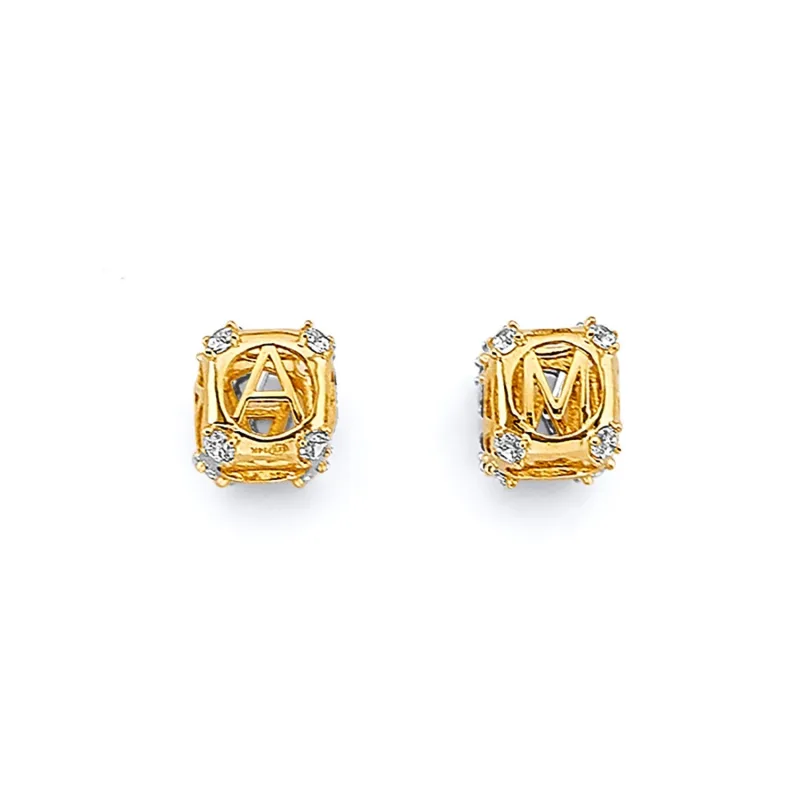 14K 2T Initial Slider Charm W for Mix&Match Br