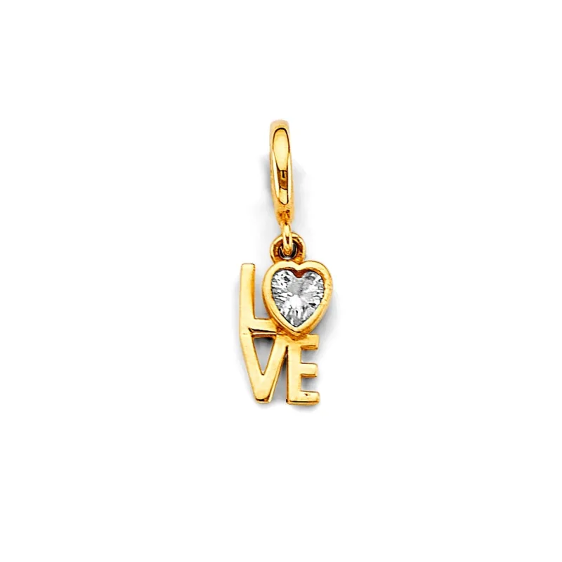 14KY CZ Love Charm for Mix&Match Br