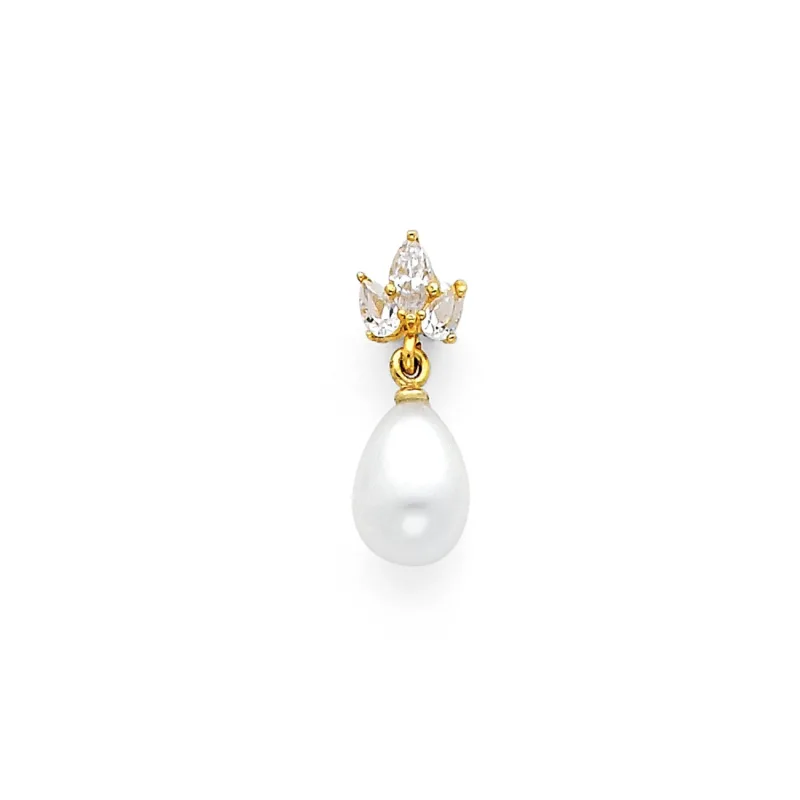 14KY CZ PEARL PENDANT (PT727)