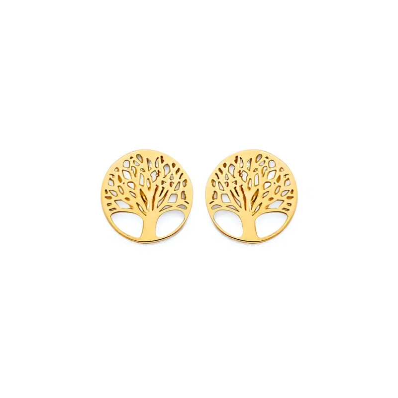 14KY Tree of Life Push Back Earring
