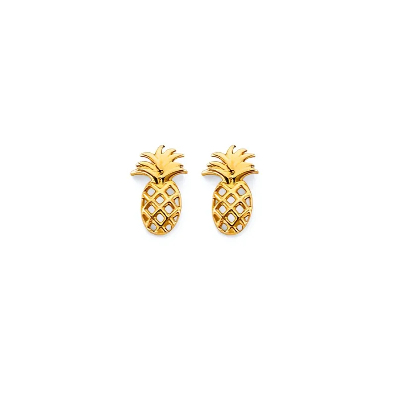 14KY CZ Pineapple Push Back Earring