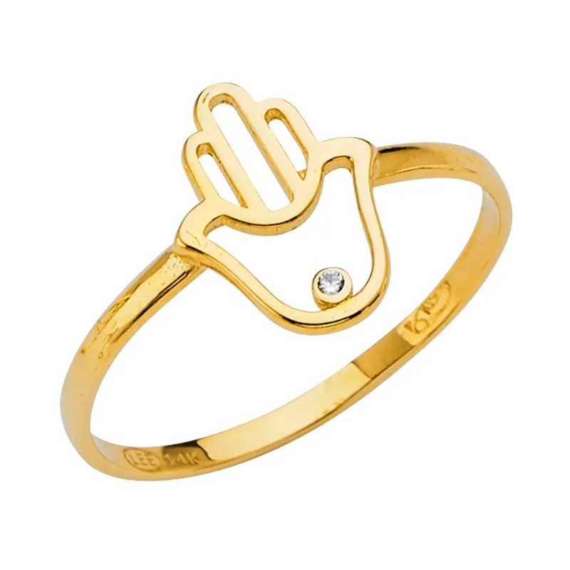14KY HAMSA CZ RING