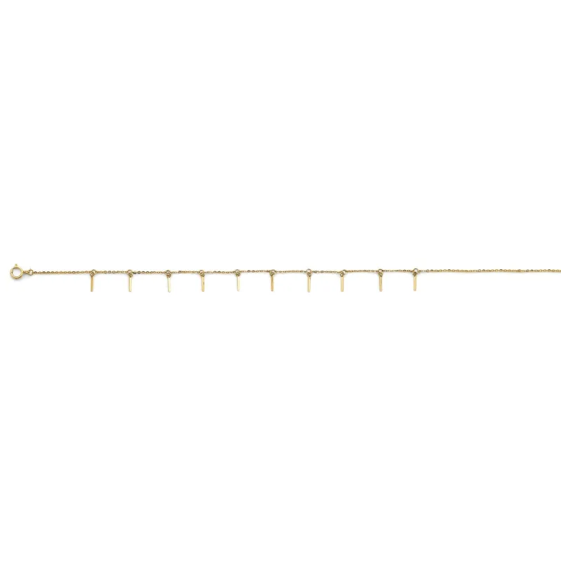 14KY Bar Charm Light Anklet (9+1)