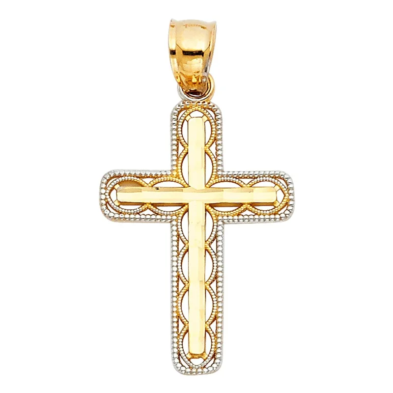 14K 2T DESIGN CROSS PEND (15X30MM)