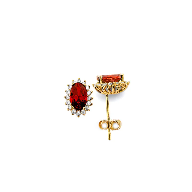 14KY CZ Oval Birthstone Earring