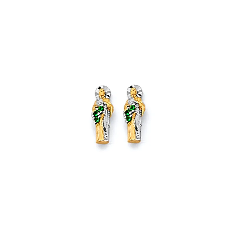 14K 2T Small St. Jude Push Back Earring