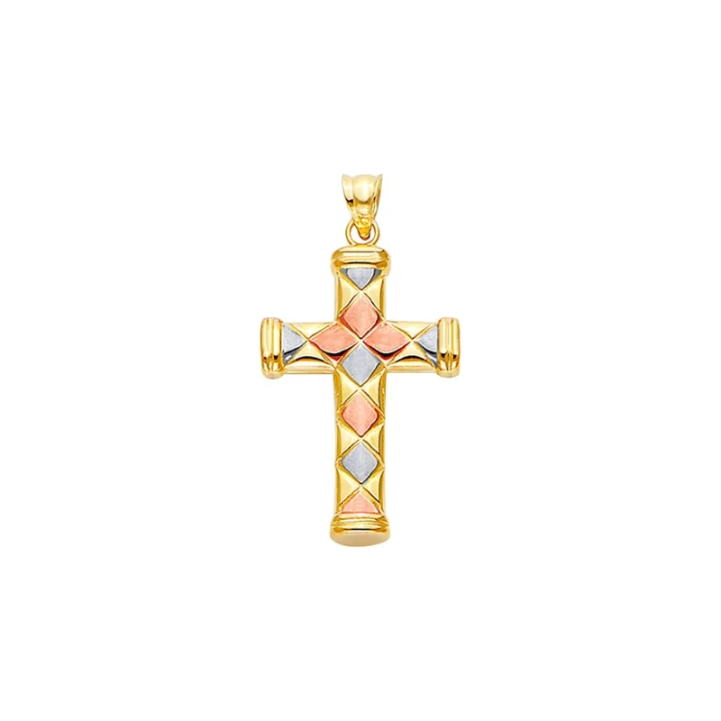 14K 3C Hollow Fancy Cross