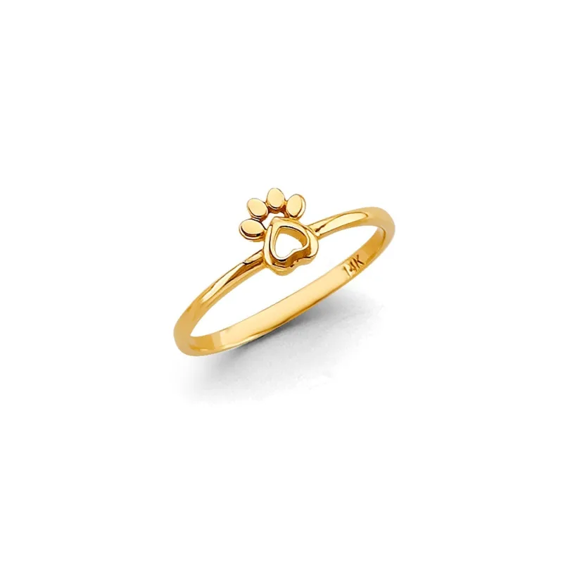 14KY Dog Paw Ring