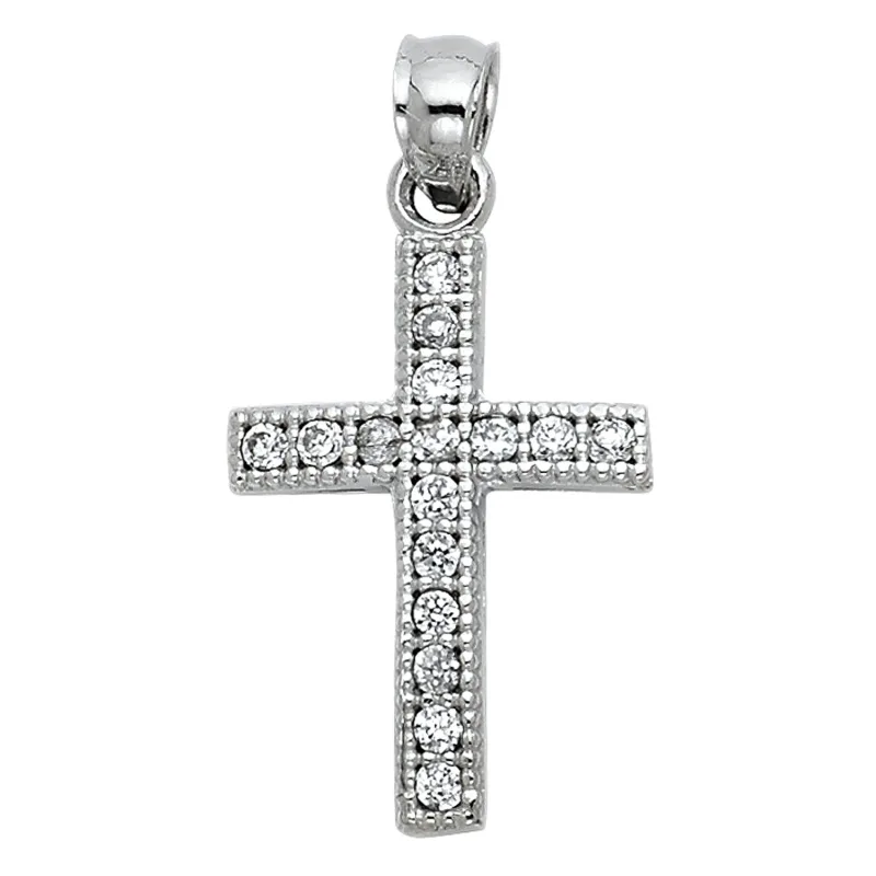 14KW CZ CROSS PENDANT (PT532)
