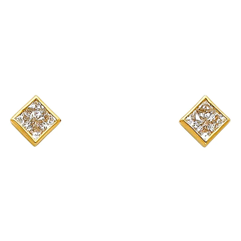 14KY SQUARE CZ EARRINGS (ER325)