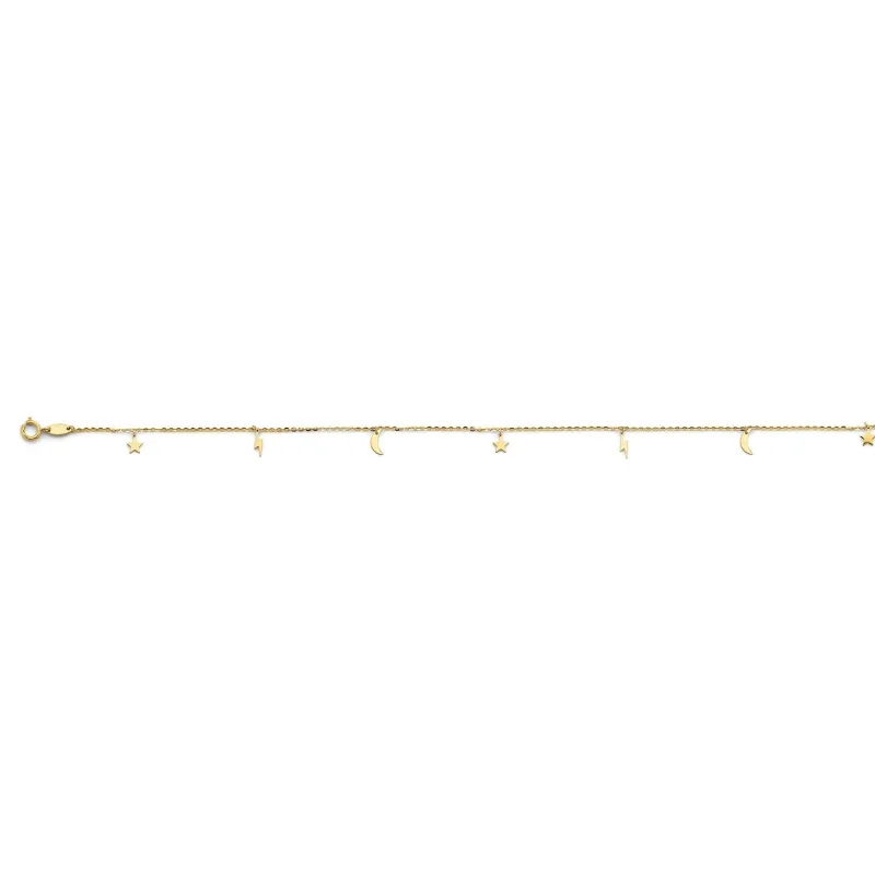 14KY Celestial Charm Light Anklet (9+1)