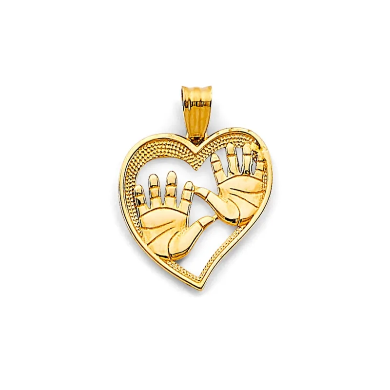 14KY Heart Hand Prints Pendant