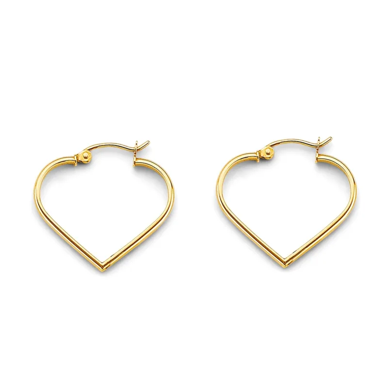 14KY Heart Tube Hoop Earring
