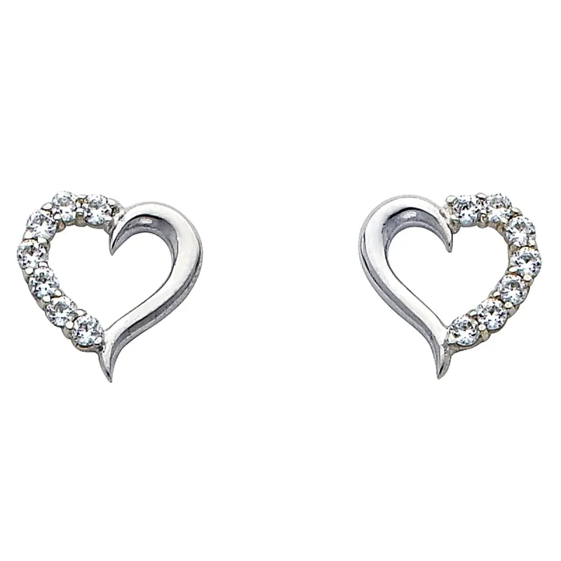 14KW HEART CZ EARRINGS (ER317W)