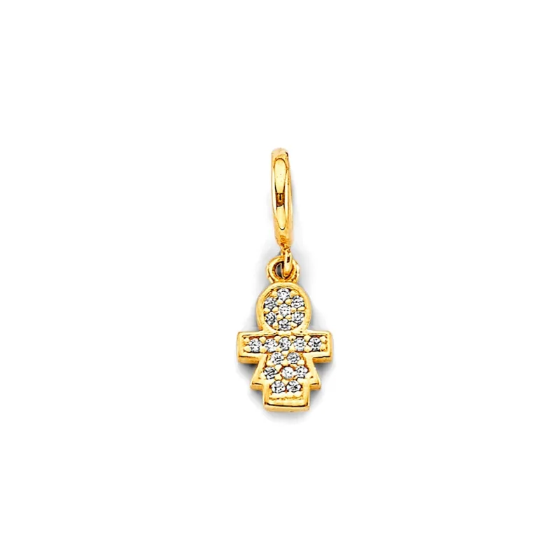 14K 2T CZ Girl Charm for Mix&Match Br