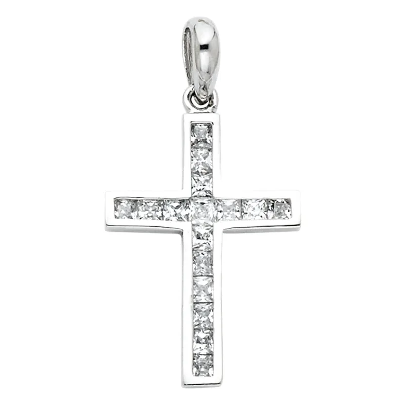 14KW CROSS CZ PENDANT