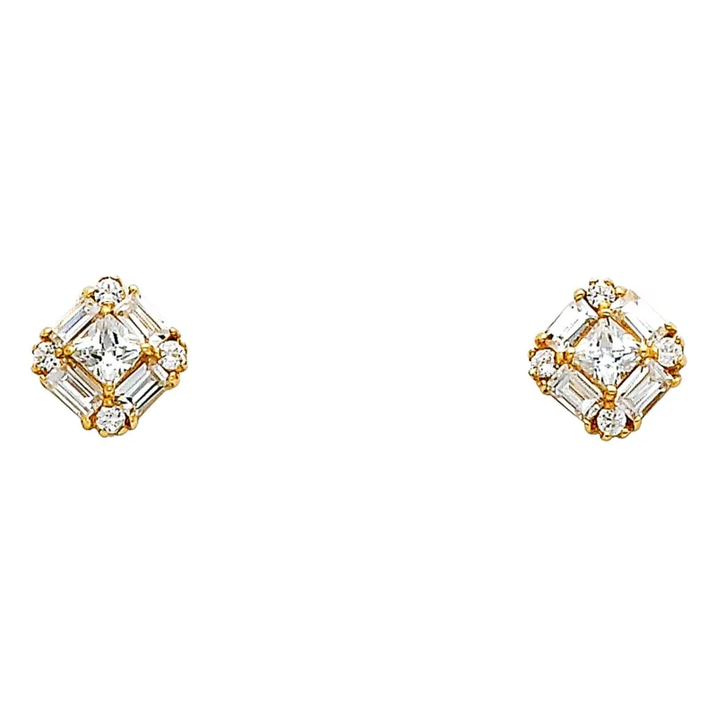 14KY SQUARE CZ EARRINGS (ER323)